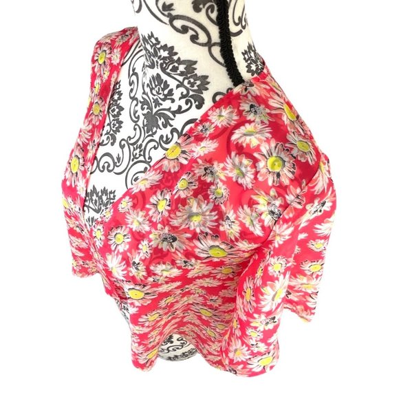 BELLA DU JOUR SHEER FLOWY PINK FLORAL OPEN BLOUSE WOMENS SIZE XL - Picture 2 of 10